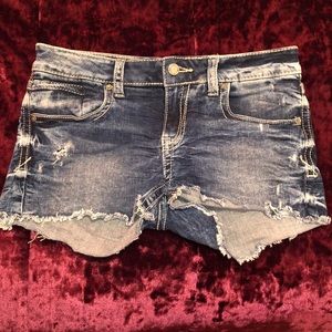 Buckle Black distressed denim shorts